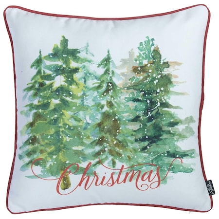 Homeroots Multi Color Christmas Trees Printed Decorative Throw Pillow Cover 18 x 18 in. 355450